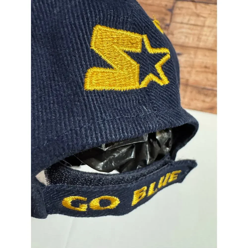 Vintage Y2K Michigan Wolverines Blue Starter Snapback Hat Go Blue